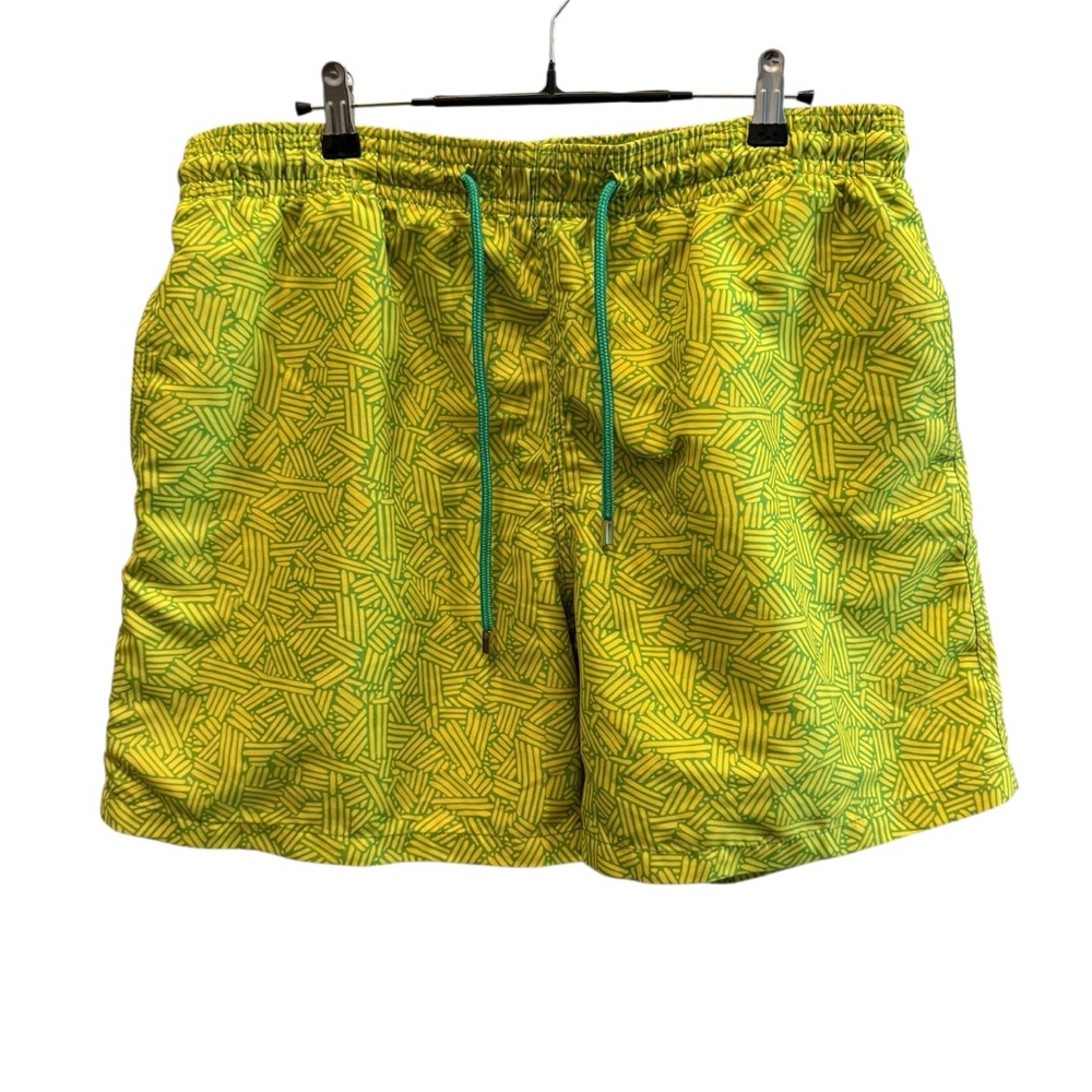 Capelle Miami Yellow and Green Geometric Print Swim Shorts